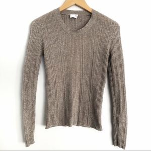 TSE 100% Pure Cashmere Tan Ribbed Sweater
